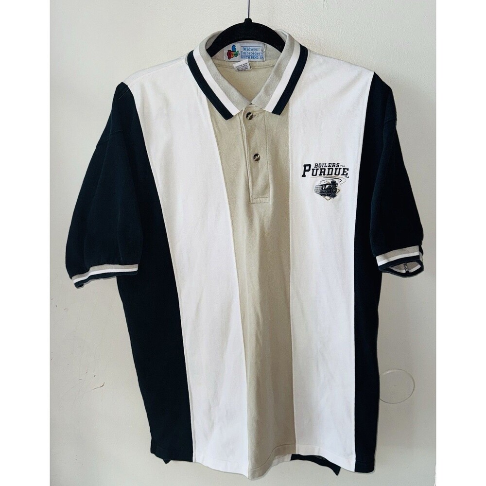 Men’s Vintage Midwest Embroidery-Purdue Boilers-Cotton Polo-Size XL